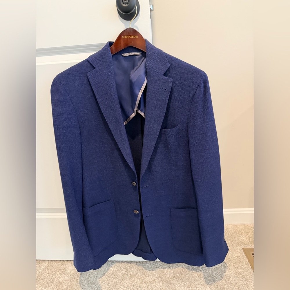 Jack Victor Navy Textured Two-Button Sport Coat